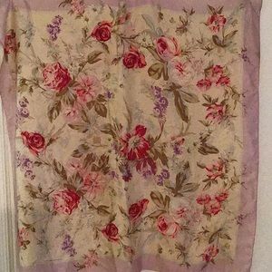 Large Smithsonian silk floral scarf vintage